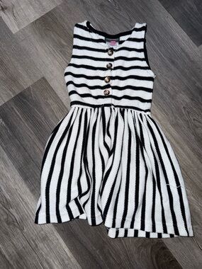 Vince Camuto Black & White Striped Knit Button-Front Dress